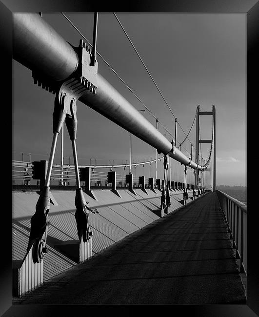 Humber Bridge Sunset In Black & White Framed Print by Darren Galpin