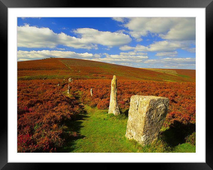 Challacombe Stone Rows Framed Mounted Print by Darren Galpin