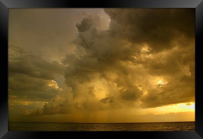 Thunder Storm forming over Manila Bay Framed Print by Darren Galpin