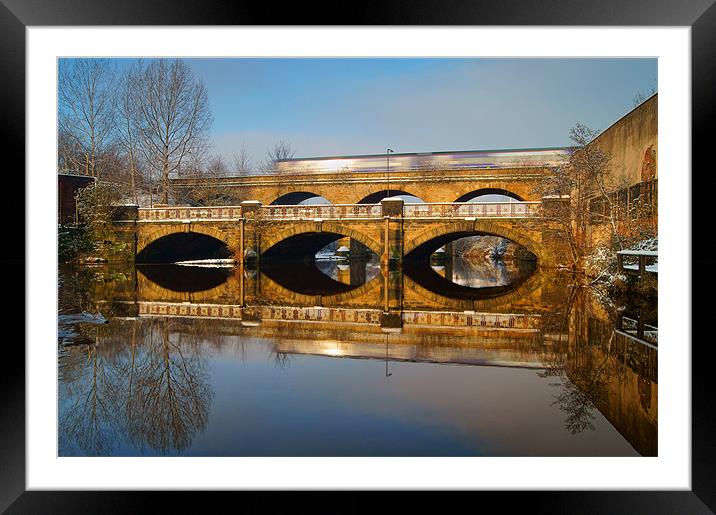 Norfolk Bridge Train & Reflections Framed Mounted Print by Darren Galpin