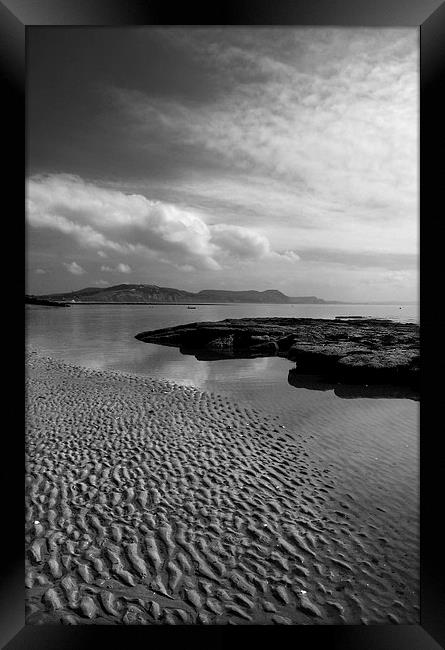 Lyme Regis Main Beach & View across Lyme Bay Framed Print by Darren Galpin