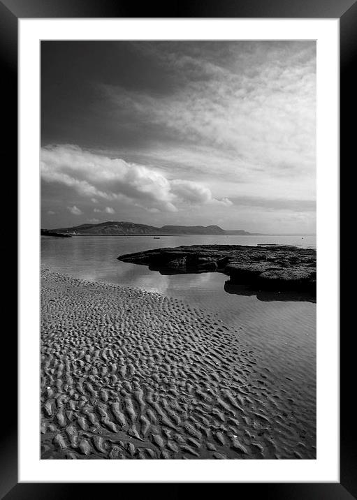 Lyme Regis Main Beach & View across Lyme Bay Framed Mounted Print by Darren Galpin