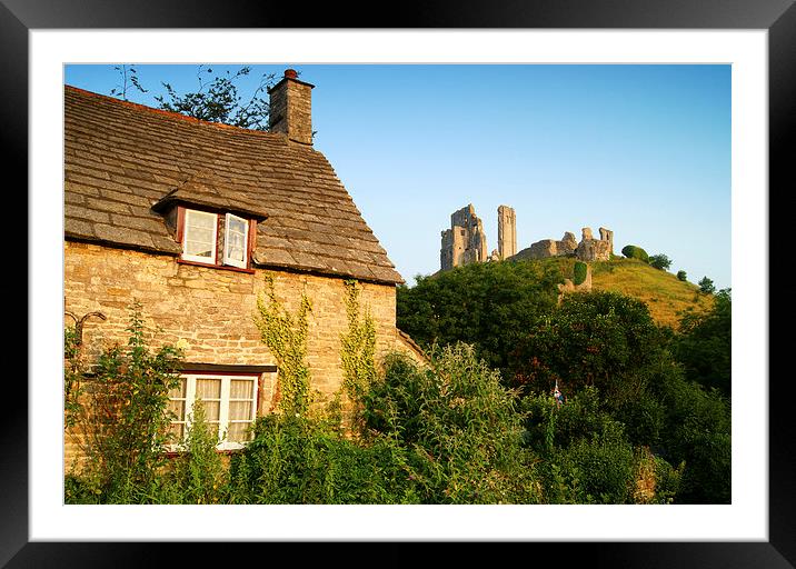 Corfe Castle & Cottage Framed Mounted Print by Darren Galpin