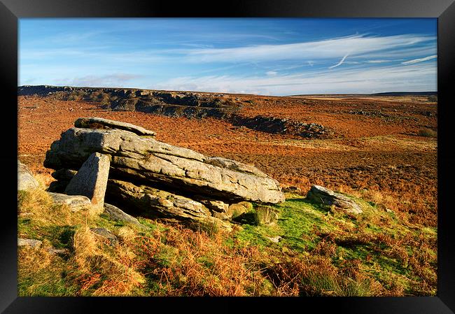 Burbage Rocks from Hathersage Moor Framed Print by Darren Galpin