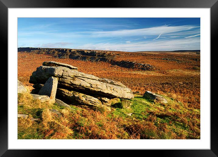 Burbage Rocks from Hathersage Moor Framed Mounted Print by Darren Galpin