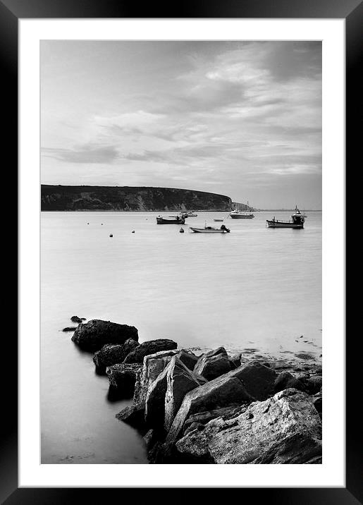 Swanage Bay in Mono Framed Mounted Print by Darren Galpin