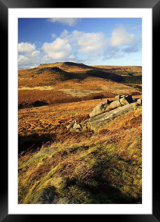 View from Burbage Rocks Framed Mounted Print by Darren Galpin