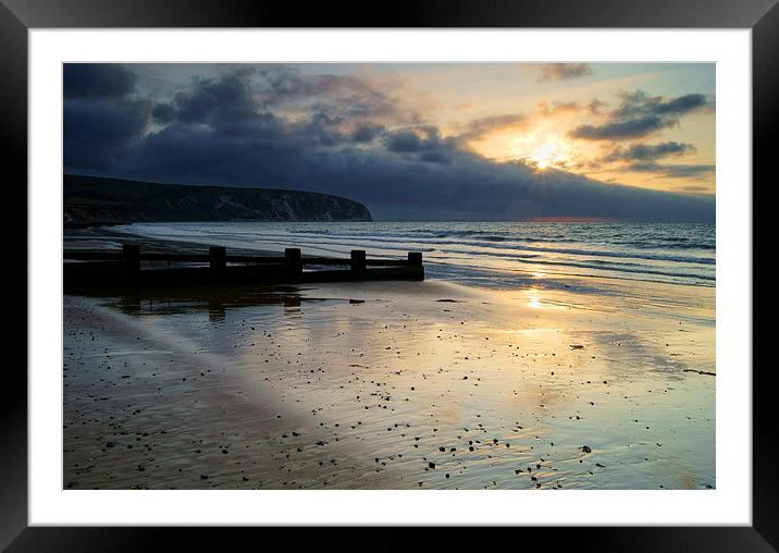 Swanage Bay Sunrise Framed Mounted Print by Darren Galpin