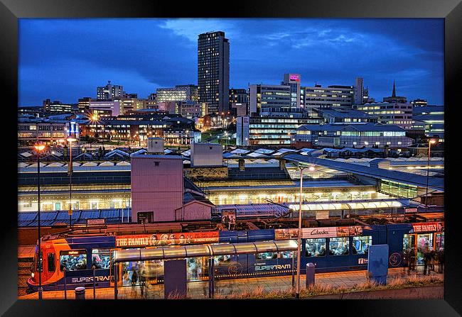 Sheffield City Centre at Night Framed Print by Darren Galpin