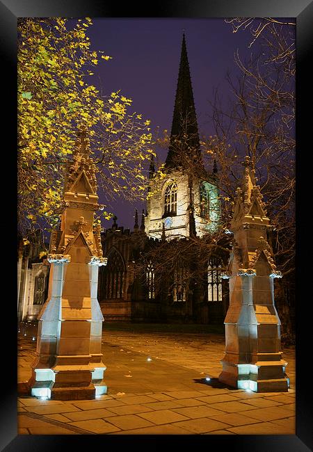 Sheffield Cathedral at Night  Framed Print by Darren Galpin