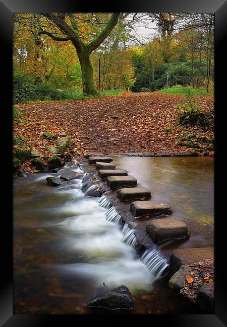 Porter Brook Stepping Stones and Falls Framed Print by Darren Galpin