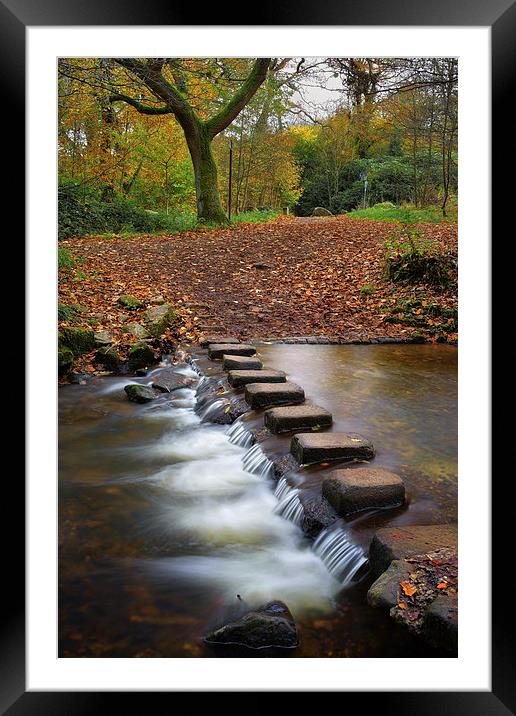Porter Brook Stepping Stones and Falls Framed Mounted Print by Darren Galpin
