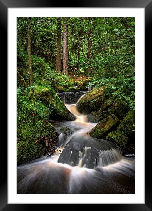 Wyming Brook Cascading Falls Framed Mounted Print by Darren Galpin