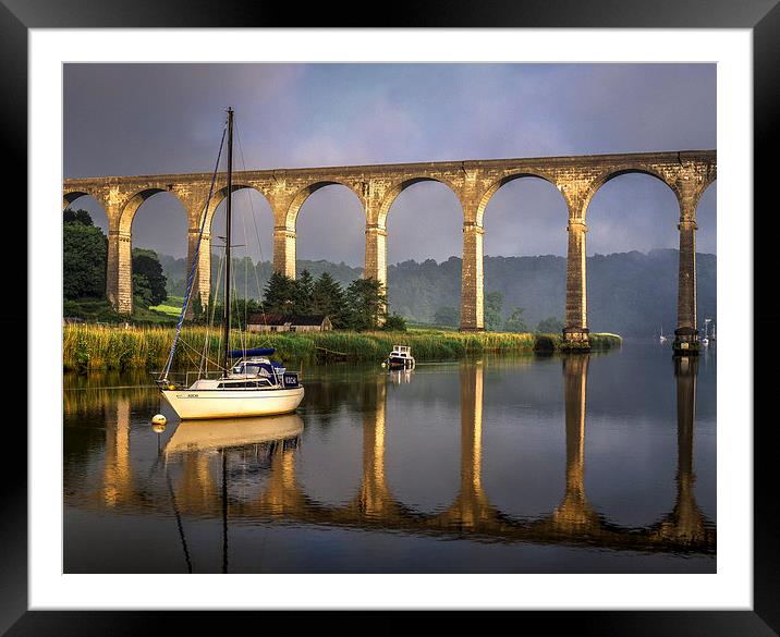 Calstock Viaduct and River Tamar Reflections Framed Mounted Print by Darren Galpin