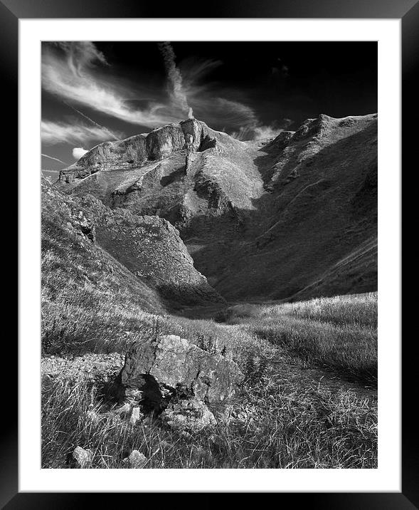 Winnats Pass in Mono Framed Mounted Print by Darren Galpin