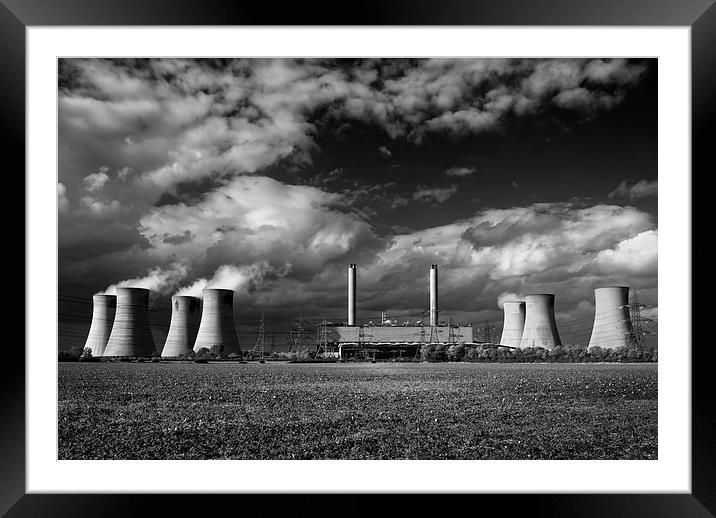 West Burton Power Stations in Mono  Framed Mounted Print by Darren Galpin
