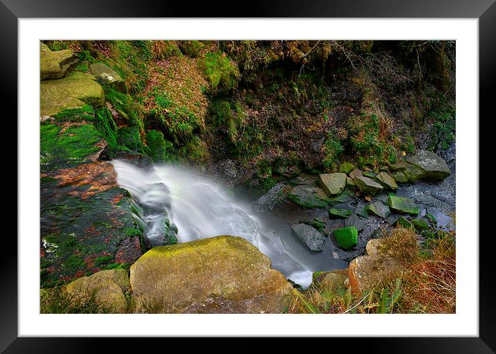 Looking Down Middle Black Clough Falls  Framed Mounted Print by Darren Galpin