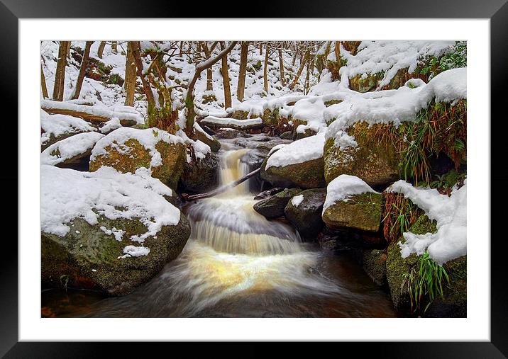 Snow in Padley Gorge  Framed Mounted Print by Darren Galpin