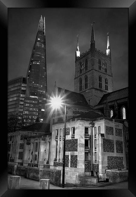 The Shard & Southwark Cathedral at Night  Framed Print by Darren Galpin