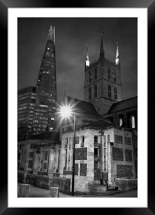 The Shard & Southwark Cathedral at Night  Framed Mounted Print by Darren Galpin