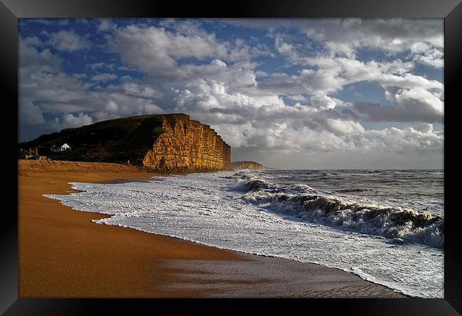 Stormy day at West Bay Framed Print by Darren Galpin