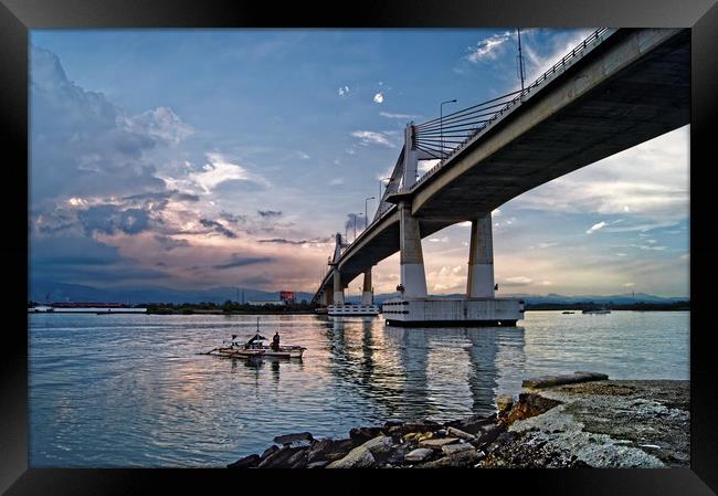 Marcelo Fernan Bridge at Sunset                    Framed Print by Darren Galpin