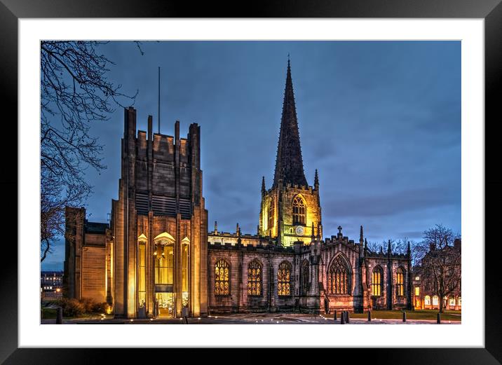 Sheffield Cathedral at Night Framed Mounted Print by Darren Galpin