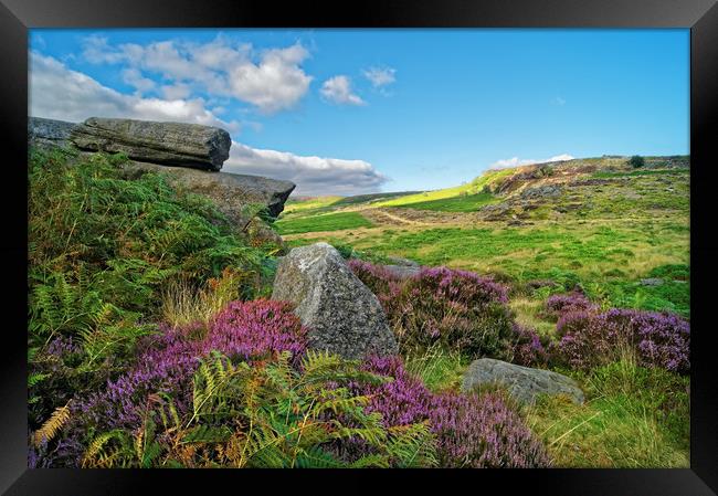 Burbage Rocks and Valley                        Framed Print by Darren Galpin