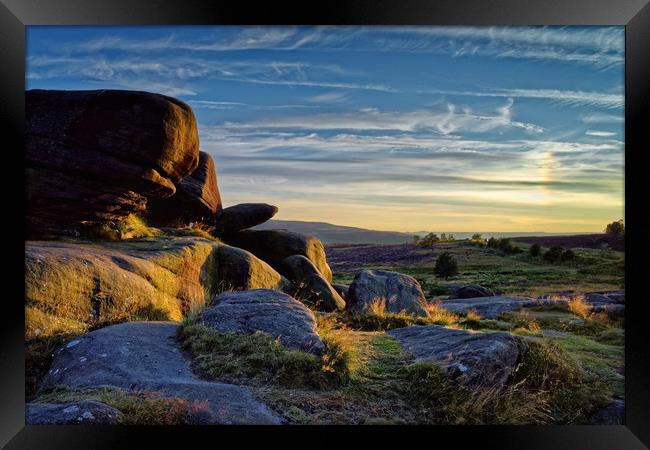 Owler Tor Sunset                                Framed Print by Darren Galpin