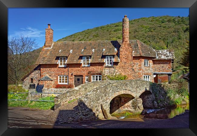 Allerford Packhorse Bridge and Cottage             Framed Print by Darren Galpin