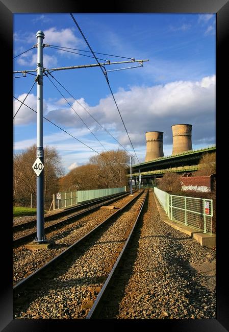 Tram Lines and Tinsley Cooling Towers Framed Print by Darren Galpin