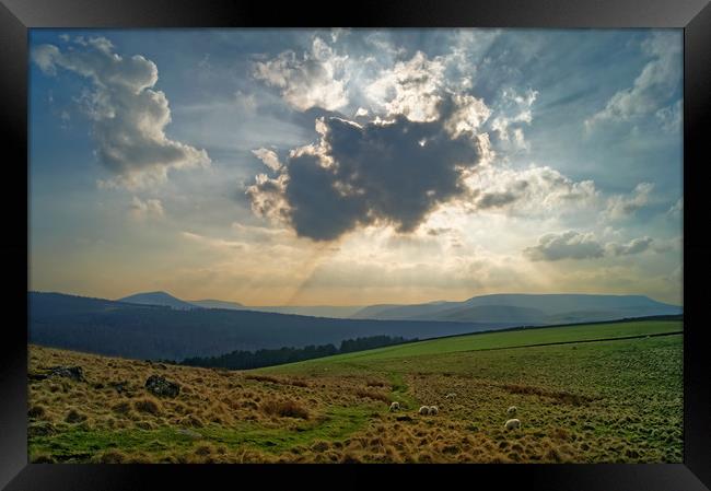 Crespuscular Rays across the Upper Derwent Valley Framed Print by Darren Galpin