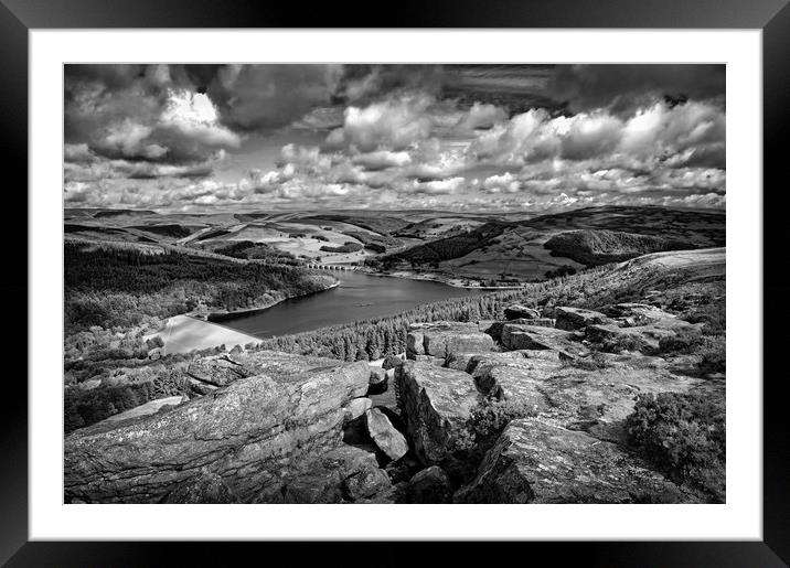 Ladybower & Derwent Valley in Mono                 Framed Mounted Print by Darren Galpin