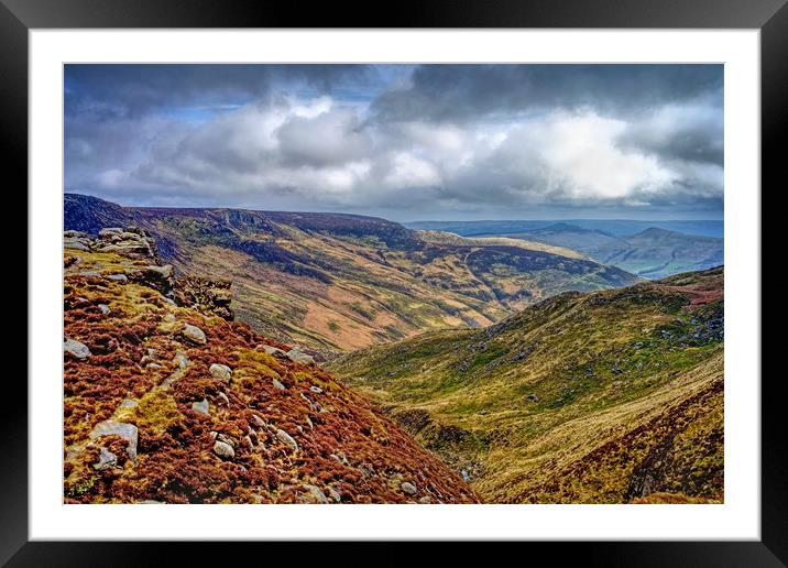   Grindsbrook from Kinder Scout  Framed Mounted Print by Darren Galpin