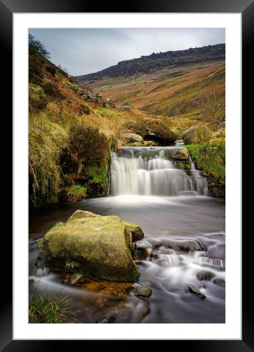 Grindsbrook Waterfalls                             Framed Mounted Print by Darren Galpin