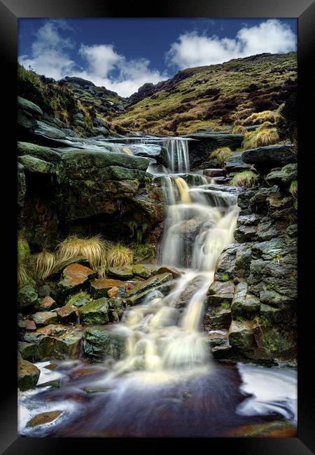  Crowden Clough Waterfalls                         Framed Print by Darren Galpin