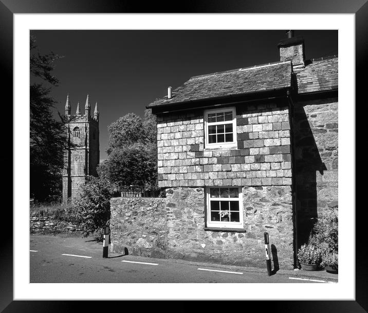 St Cleer Parish Church and Cottage Framed Mounted Print by Darren Galpin