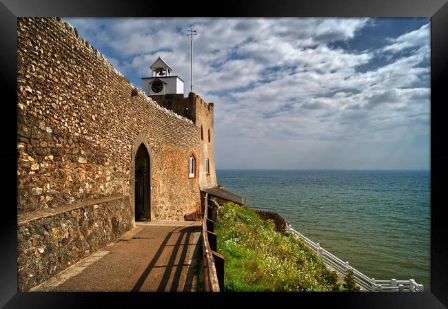 Clock Tower at Jacobs Ladder,Sidmouth              Framed Print by Darren Galpin