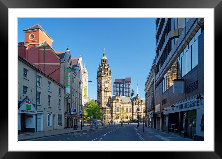 Sheffield Town Hall from Leopold Street Framed Mounted Print by Darren Galpin