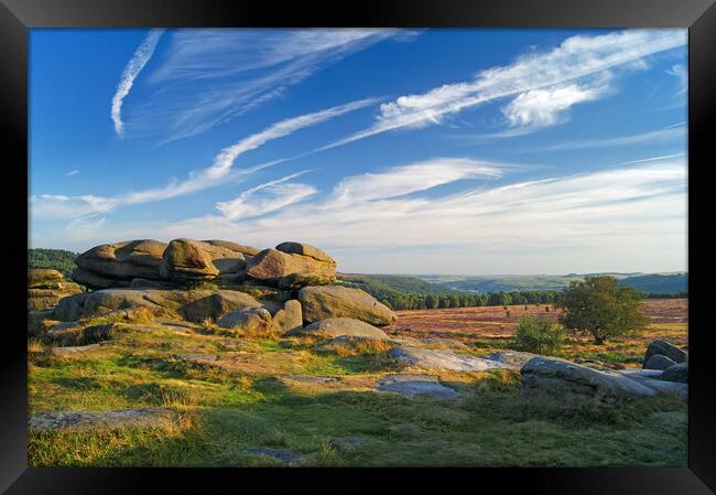 Owler Tor with Dramatic Sky   Framed Print by Darren Galpin