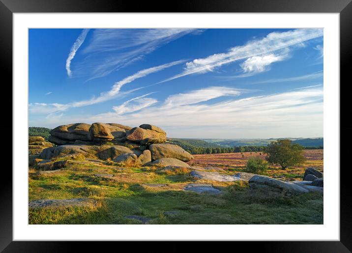 Owler Tor with Dramatic Sky   Framed Mounted Print by Darren Galpin