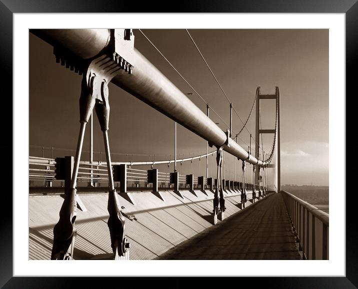 Humber Bridge in Sepia Framed Mounted Print by Darren Galpin