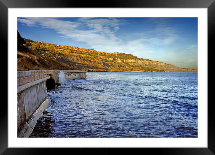 Lyme Sea Wall & The Spittles Framed Mounted Print by Darren Galpin