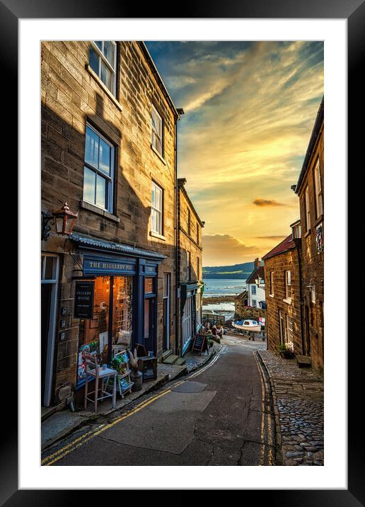 Streets of Robin Hood's Bay  Framed Mounted Print by Darren Ball