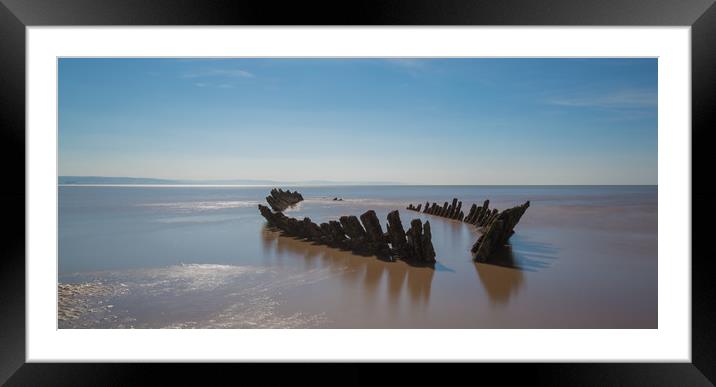 brean sands shipwreck Framed Mounted Print by kevin murch