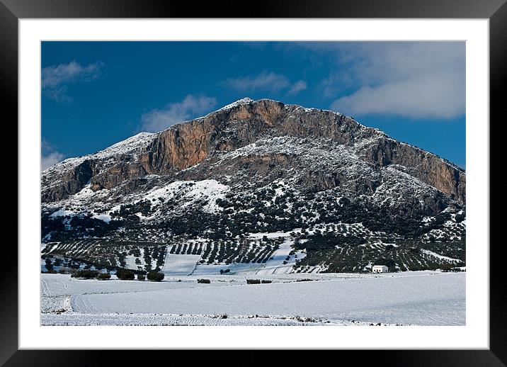 Malaga mountain snow Framed Mounted Print by Barry Foote
