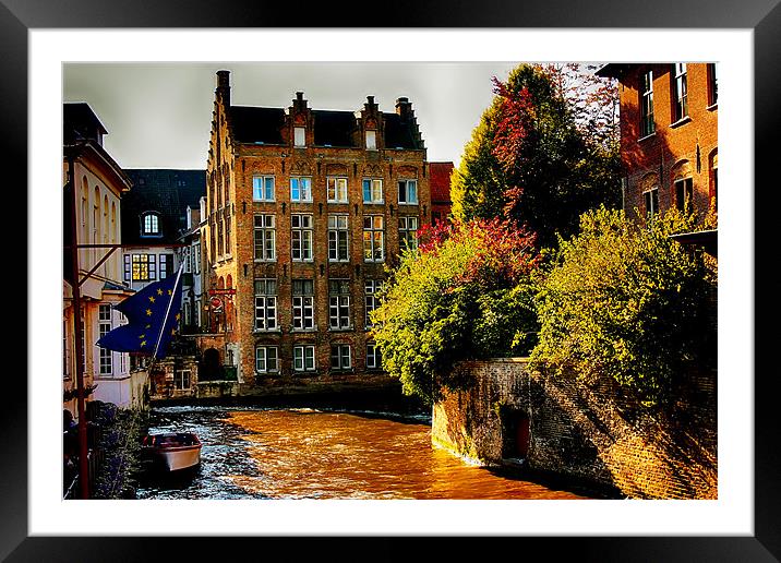 Brugge Waterway Framed Mounted Print by paul jenkinson