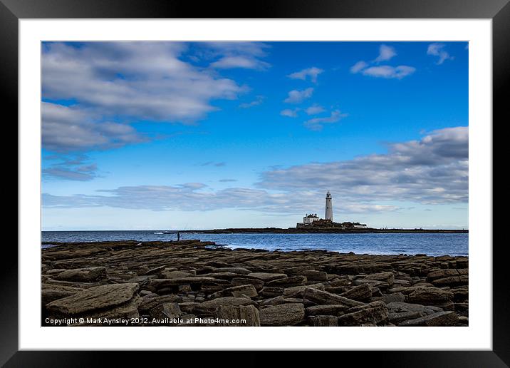The fisherman and the lighthouse. Framed Mounted Print by Mark Aynsley