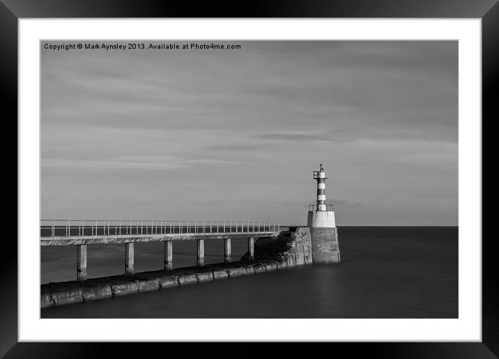 Amble South pier. Framed Mounted Print by Mark Aynsley