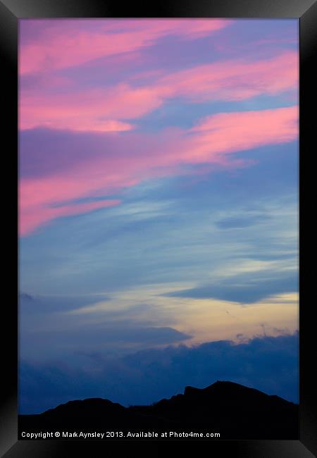 Sunset over Northumberlandia. Framed Print by Mark Aynsley